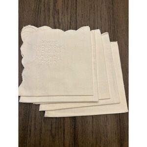 Vintage White Linen Doilies With Embroidered Detailing - Set Of 5